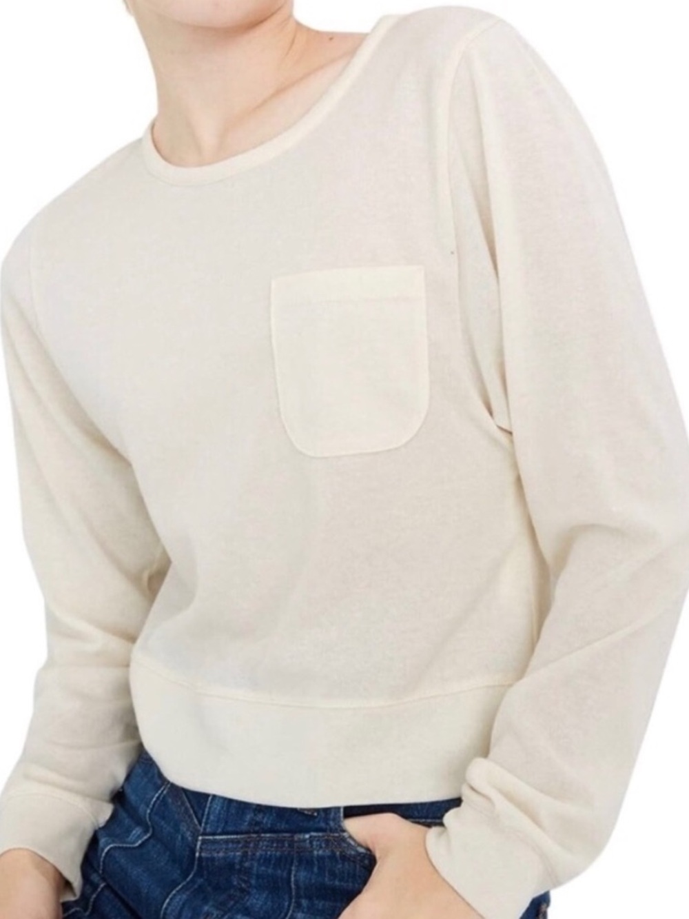 madewell women size large Light Cream Pocket Sweatshirt